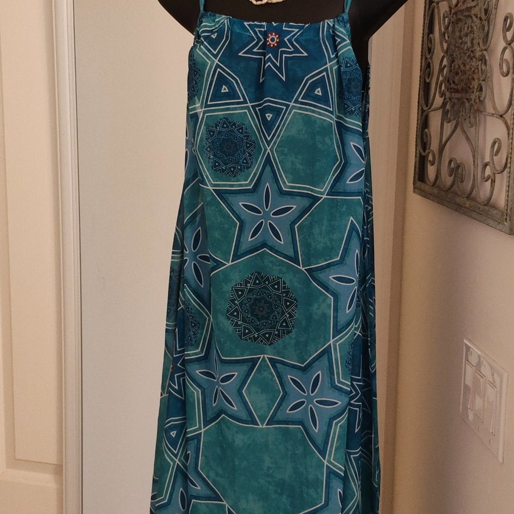 LADIES FHQ COLLECTION TROPICAL MAXI DRESS VACATION SUMMER CRUISE SZ M NWT